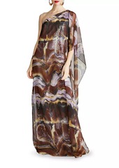 Halston Ushi Sequin Chiffon One-Shoulder Gown