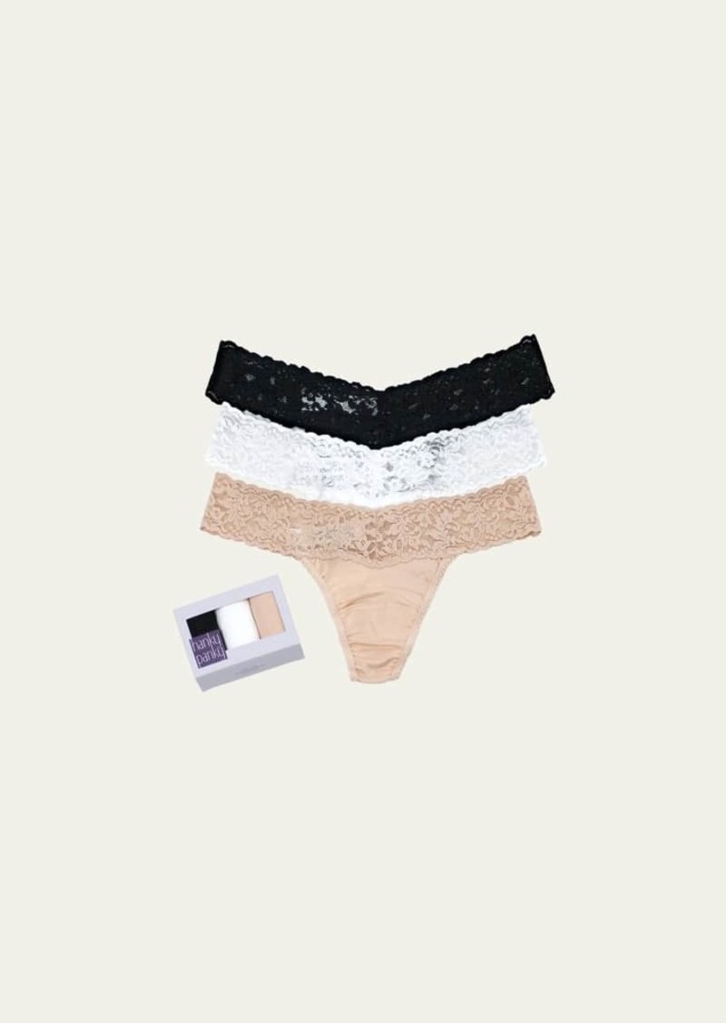 Hanky Panky Three-Pack Low-Rise Organic Cotton Thongs