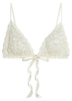 Hanky Panky Woman Bow-detailed Metallic Corded Lace Soft-cup Triangle Bra Ivory