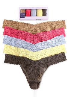 Hanky Panky Women's Plus Size Signature Lace 5-Pk. Original Rise Thong Underwear - Open Miscellaneous