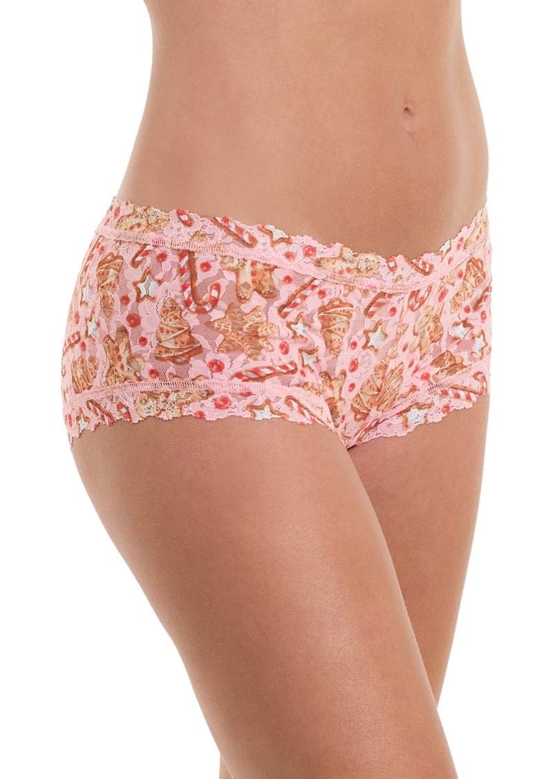 Hanky Panky Women's Printed Signature Lace Boyshort - Gingerbread Pink