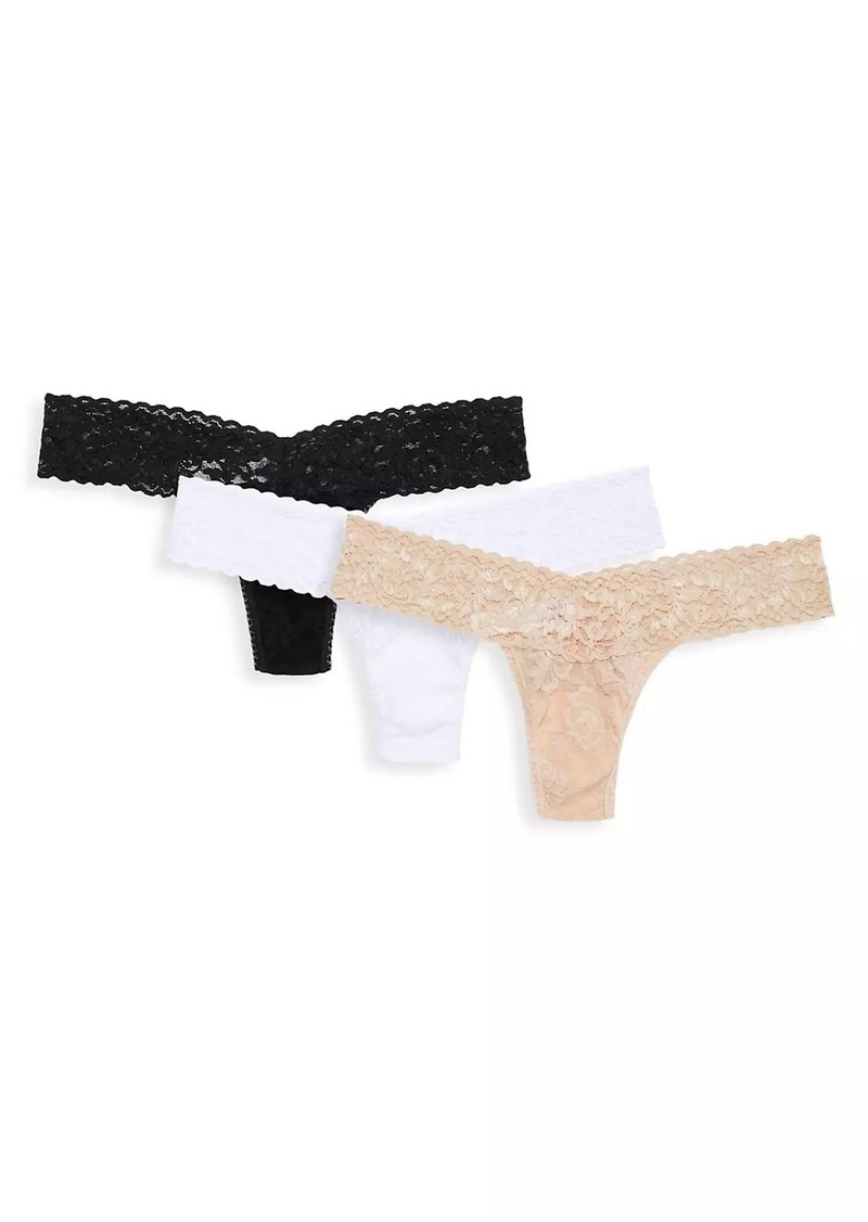 Hanky Panky Three-Pack Lace Low-Rise Thongs