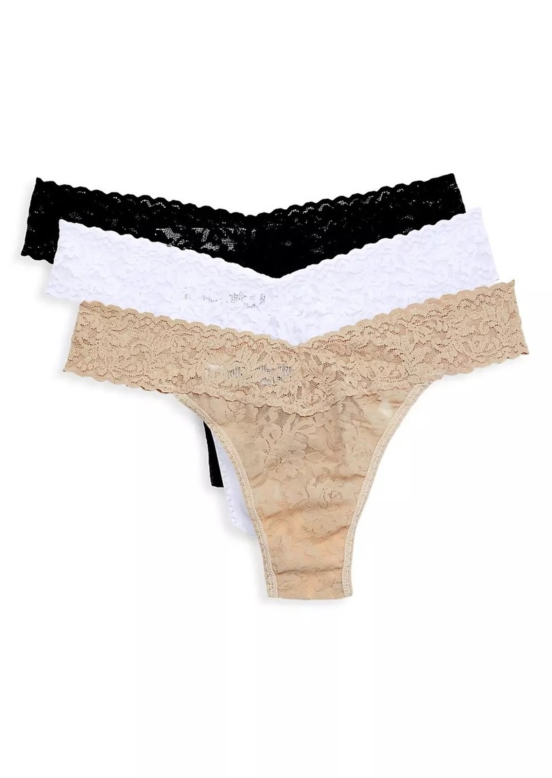 Hanky Panky Three-Pack Signature Lace Original Rise Thongs