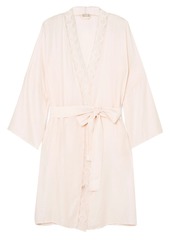 Hanro Woman Liane Lace-trimmed Jacquard Robe Pastel Pink
