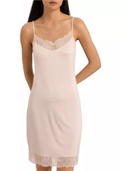 Hanro Josephine Satin Lace Slip Midi-Dress