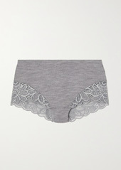 Karla Lace-trimmed Ribbed Wool And Silk-blend Briefs - 50% Off!