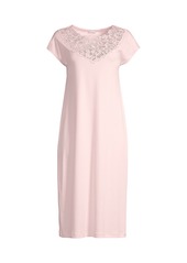 Hanro Najuma Lace-Trimmed Mercerized Cotton Gown