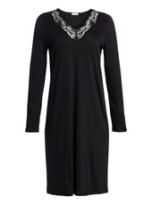 Hanro Valencia Lace-Trimmed Long-Sleeve Cotton Gown