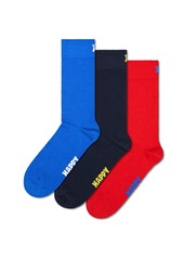 Happy Socks 3-Pack Solid Socks - Blue