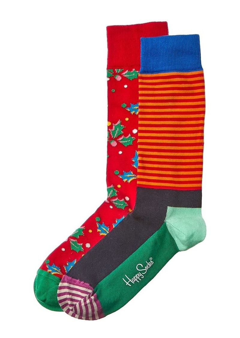 Happy Socks 2pk Christmas Cracker Holly Socks Gift Set