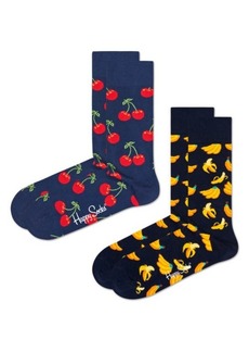 Happy Socks Assorted 2-Pack Classic Fruit Jacquard Cotton Blend Crew Socks
