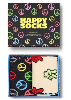Happy Socks Assorted 2-Pack Peace Crew Socks Gift Box