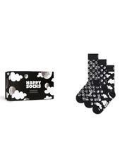 Happy Socks Assorted 3-Pack Black & White Crew Socks Gift Box at Nordstrom