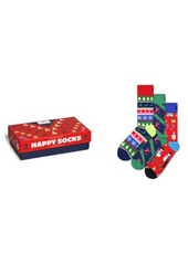 Happy Socks Assorted 3-Pack Christmas Crew Socks Gift Set