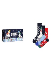 Happy Socks Assorted 3-Pack Snowman Crew Socks Gift Set