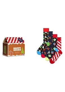 Happy Socks Assorted 4-Pack Gingerbread House Crew Socks Gift Set