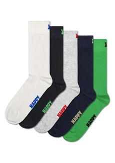 Happy Socks Assorted 5-Pack Solid Crew Socks