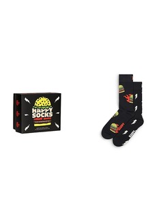 Happy Socks Blast Off Burger Crew Socks Gift Set, Pack of 2