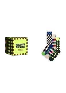 Happy Socks Check It Out Crew Socks Gift Set, Pack of 3