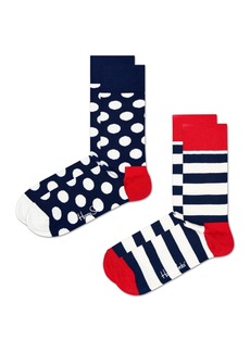 Happy Socks Classic Big Dot Socks, Pack of 2 - Dark Blue