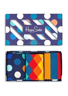 Happy Socks Classic Cotton Blend Crew Socks Gift Box, Pack of 3
