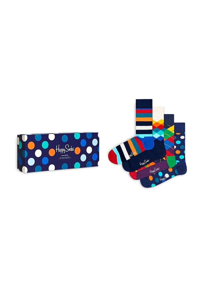 Happy Socks Cotton Blend Crew Socks Gift Box, Pack of 4