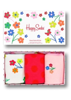 Happy Socks Flower Assorted 3-Pack Crew Socks Gift Set