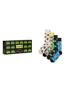 Happy Socks Happy Animals 4-Pack Cotton Blend Crew Socks Gift Set