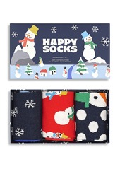 Happy Socks Holiday Snowman Crew Socks, Set of 3