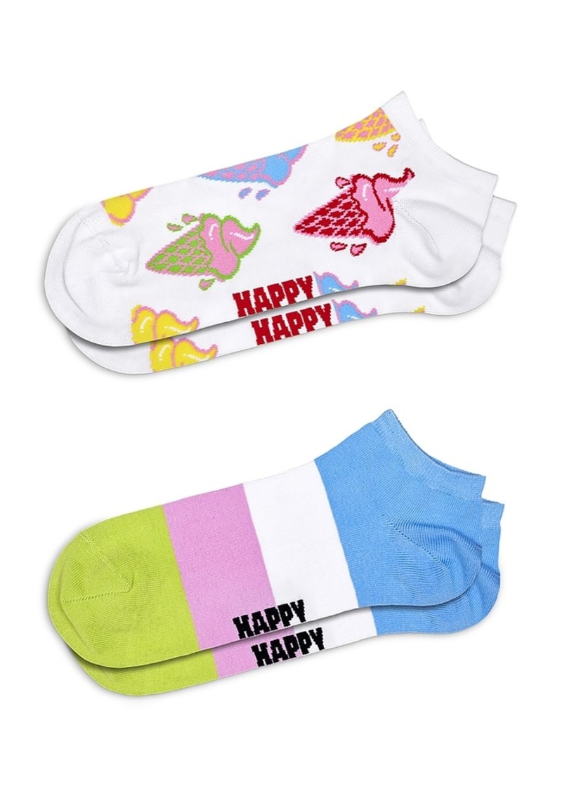 Happy Socks Ice Cream & Stripes Low Cut Socks, Pack of 2