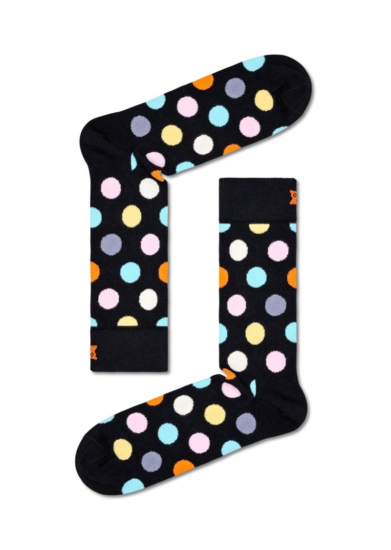 Happy Socks Classic Big Dot Socks, Pack of 2 - Black, Silver