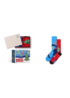 Happy Socks Men's Happy Holidays Socks Gift Set, Pack of 2 - Light Blue