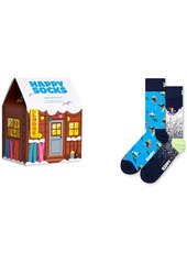 Happy Socks Men's Skiing Chalet Socks Gift Set, Pack of 2 - Medium Brown