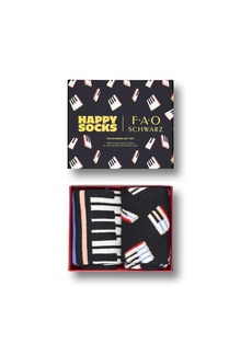 Happy Socks Men's X Fao Schwarz Piano Socks Gift Set, Pack of 2 - Black