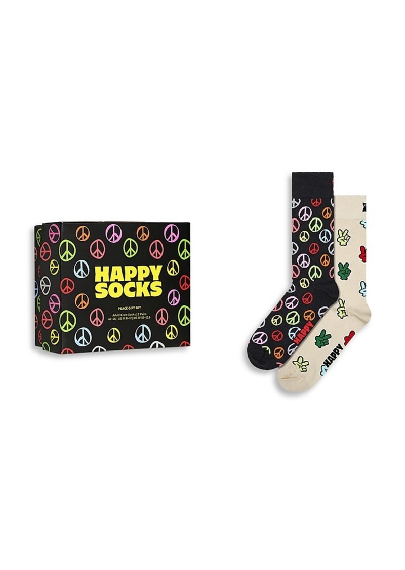 Happy Socks Peace Crew Socks Gift Set, Pack of 2