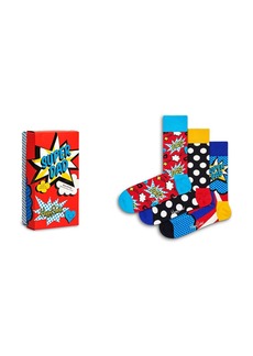 Happy Socks Super Dad Cotton Blend Socks Gift Box, Pack of 3