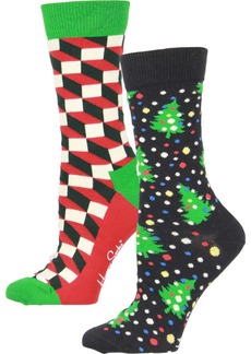 Happy Socks Womens 2PK Crew Christmas Socks