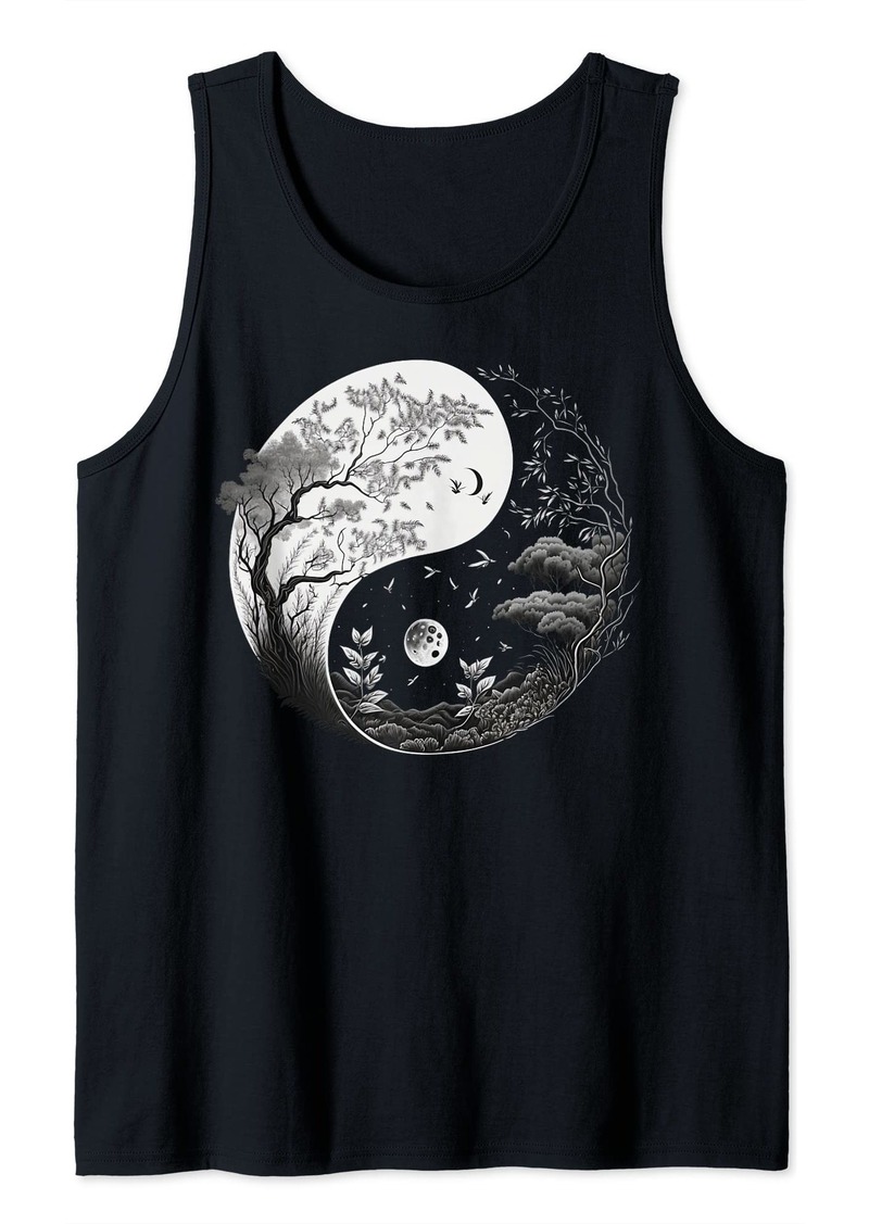 Harmony and White Taoism Yin Yang on Nature Taijitu Yin Yang Tank Top