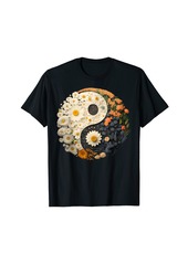 Harmony Floral Taoism Yin Yang Symbol on Flower Taijitu Yin Yang T-Shirt