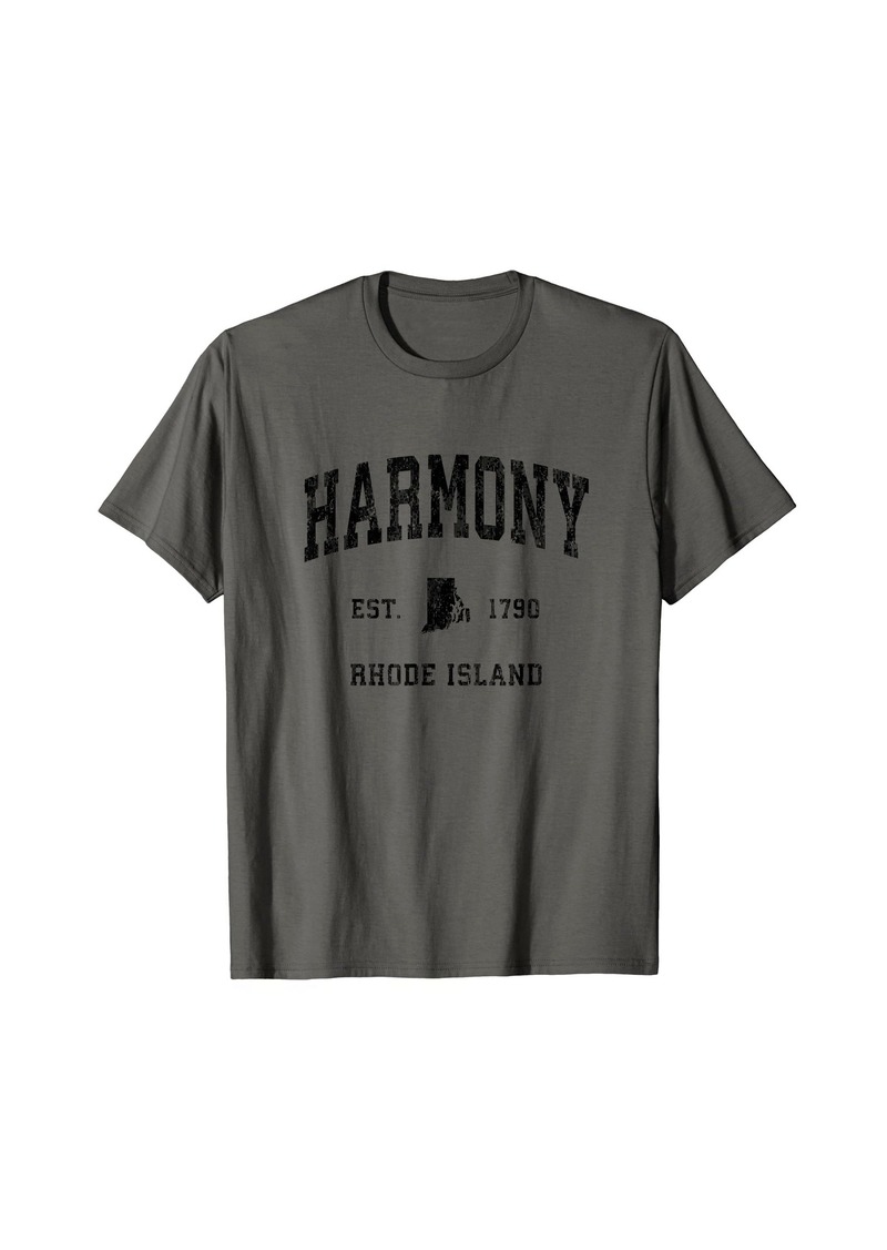 Harmony Rhode Island RI Vintage Athletic Black Sports Design T-Shirt