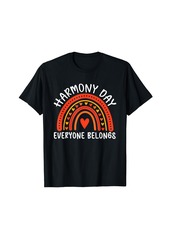 Harmony Trendy Orange Doodle Heart Boho Rainbow T-Shirt