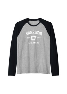Harrison Arkansas AR vintage State Athletic style Raglan Baseball Tee