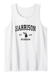 Harrison Michigan MI Vintage Sports Design Black Print Tank Top
