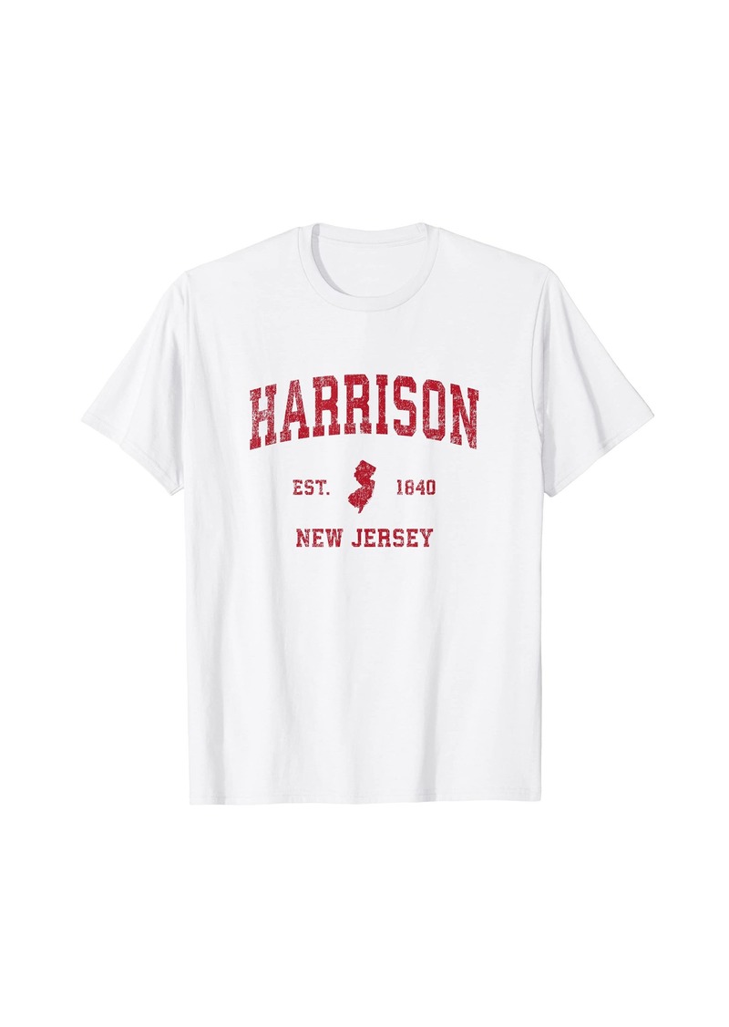 Harrison New Jersey NJ Vintage Sports Design Red Print T-Shirt