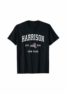 Harrison New York NY Vintage American Flag Sports Design T-Shirt