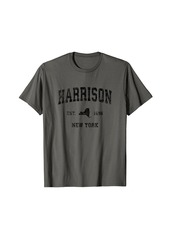 Harrison New York NY Vintage Sports Design Black Print T-Shirt