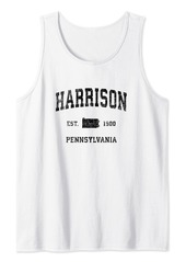Harrison Pennsylvania PA Vintage Sports Design Black Print Tank Top