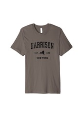 Mens Harrison New York NY Vintage Sports Design Black Print Premium T-Shirt