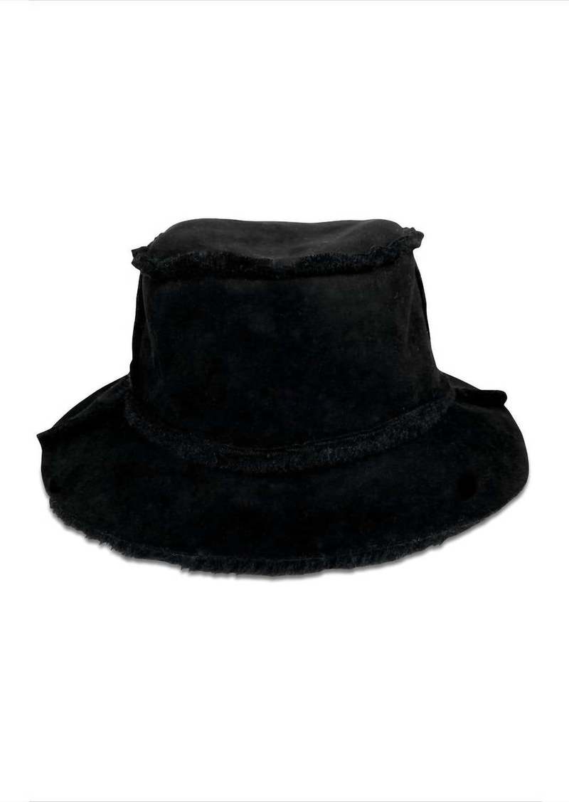 Hat Attack Faux Shearling Bucket Hat In Black