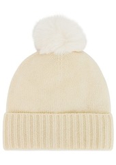 Hat Attack Cashmere Cuff Slouchy Beanie With Faux Pom
